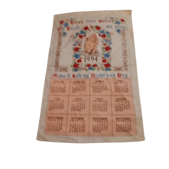 1994 Cotton Tea Towel Praying Hands Bless House Birth Year or Anniversary Gift - Picture 4 of 7
